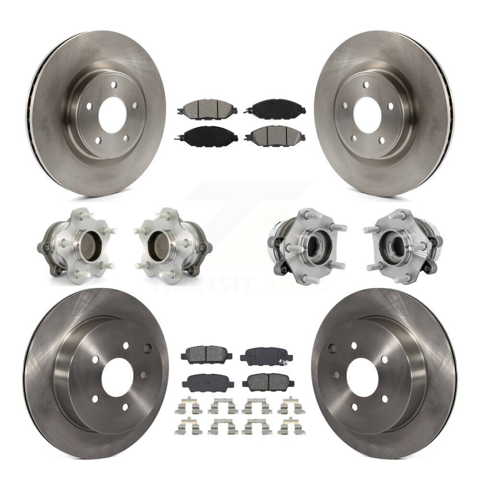 Front Rear Hub Bearing Assembly Disc Brake Rotor And Pad Kit (10Pc) For Nissan Murano FWD KBB-131190