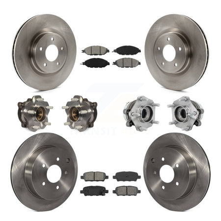 Front Rear Hub Bearing Assembly Disc Brake Rotor And Pad Kit (10Pc) For Nissan Murano AWD KBB-131191
