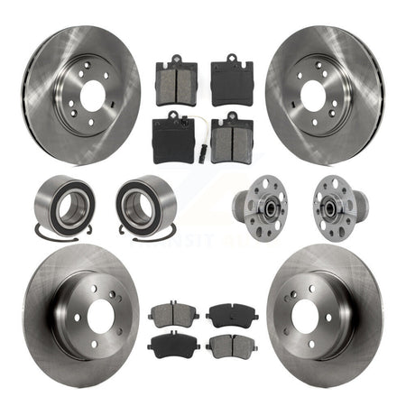 Front Rear Hub Bearing Brake Rotor & Pad Shoe Kit (10Pc) For 06-07 Mercedes-Benz C350 RWD KBB-131194