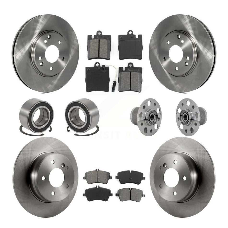 Front Rear Hub Bearing Brake Rotor & Pad Shoe Kit (10Pc) For 06-07 Mercedes-Benz C350 RWD KBB-131194