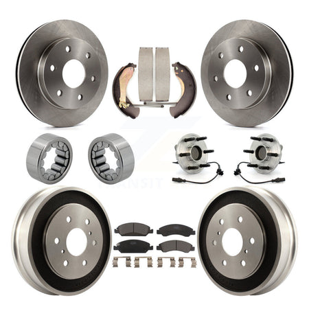 Front Rear Hub Bearings Disc Brake Rotors And Pads Shoes Kit (10Pc) For GMC Sierra 1500 KBB-131196