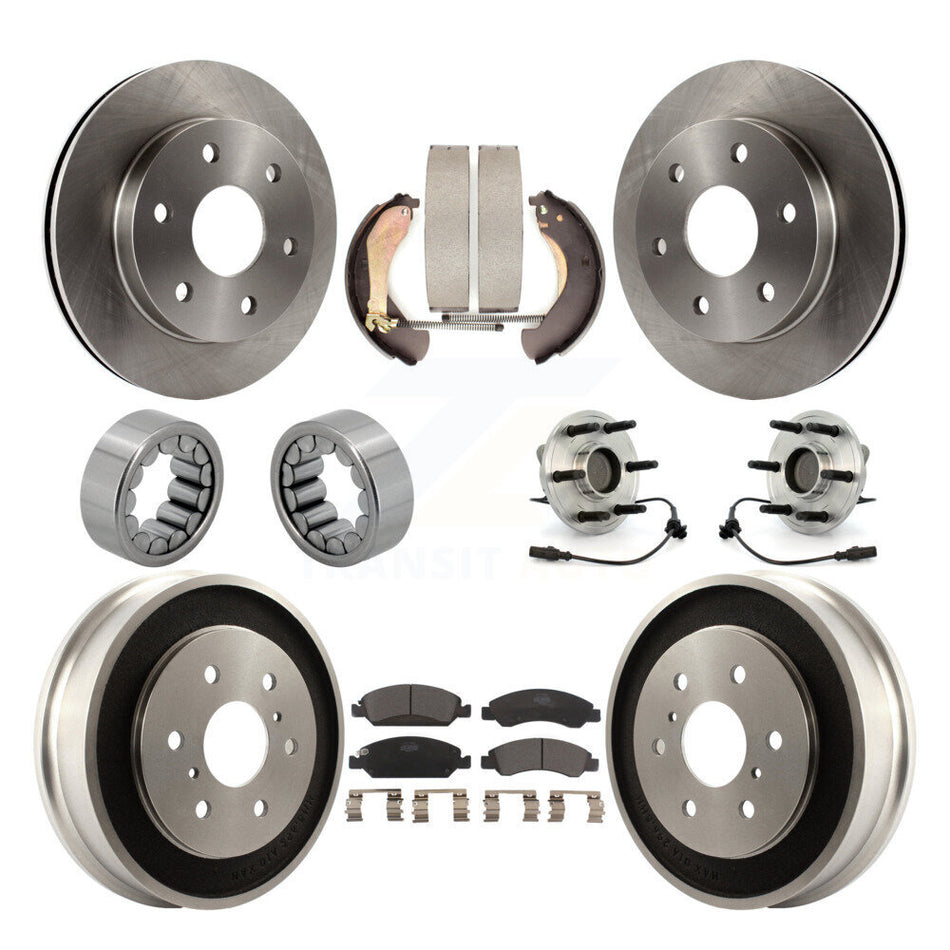 Front Rear Hub Bearings Disc Brake Rotors And Pads Shoes Kit (10Pc) For GMC Sierra 1500 KBB-131196