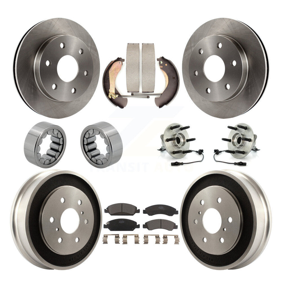 Front Rear Hub Bearings Disc Brake Rotors And Pads Shoes Kit (10Pc) For GMC Sierra 1500 KBB-131197