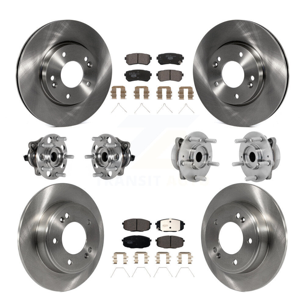 Front Rear Hub Bearings Disc Brake Rotors And Ceramic Pads Kit (10Pc) For Hyundai Kona KBB-131198