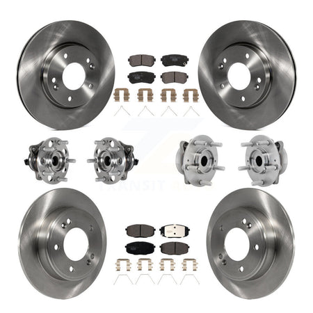 Front Rear Hub Bearings Disc Brake Rotors And Ceramic Pads Kit (10Pc) For Hyundai Kona KBB-131198