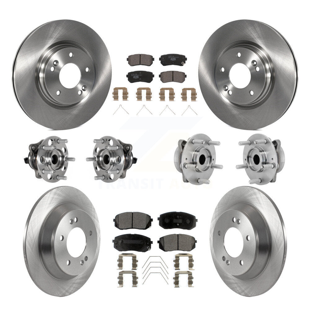 Front Rear Hub Bearings Disc Brake Rotors And Ceramic Pads Kit (10Pc) For Hyundai Kona KBB-131199