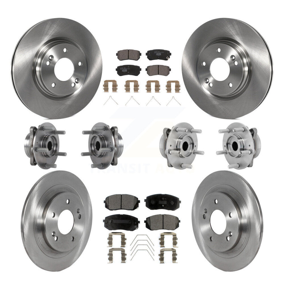 Front Rear Hub Bearings Disc Brake Rotors And Pads Kit (10Pc) For Hyundai Kona Kia Seltos KBB-131200
