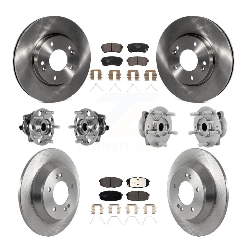 Front Rear Hub Bearing Brake Rotor And Pad Kit (10Pc) For 2022 Hyundai Kona FWD with 1.6L KBB-131204