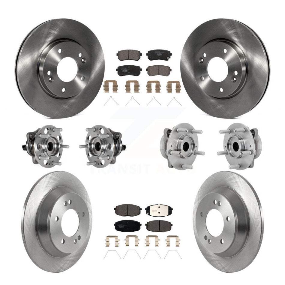 Front Rear Hub Bearing Brake Rotor And Pad Kit (10Pc) For 2022 Hyundai Kona FWD with 1.6L KBB-131204
