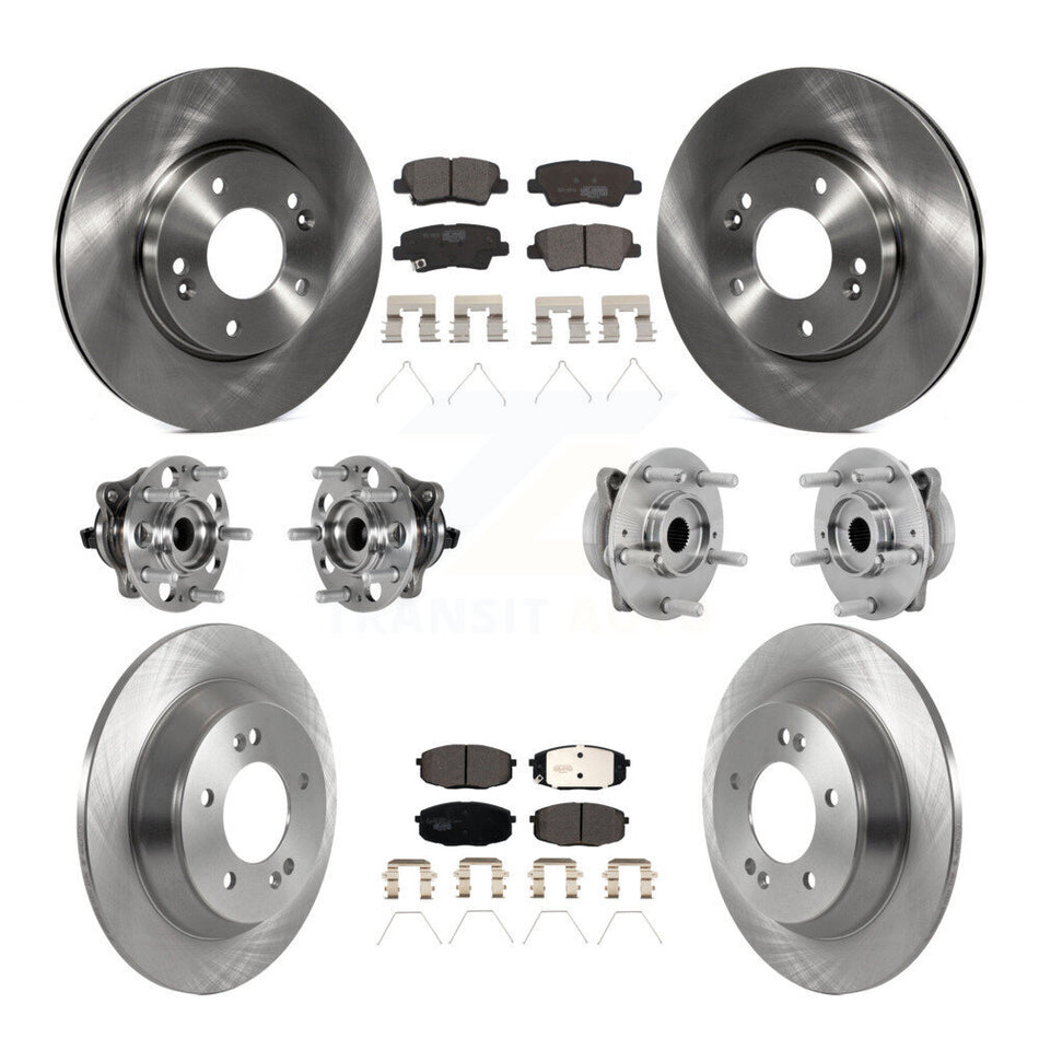 Front Rear Hub Bearing Brake Rotor And Pad Kit (10Pc) For 2022 Hyundai Kona FWD with 1.6L KBB-131205
