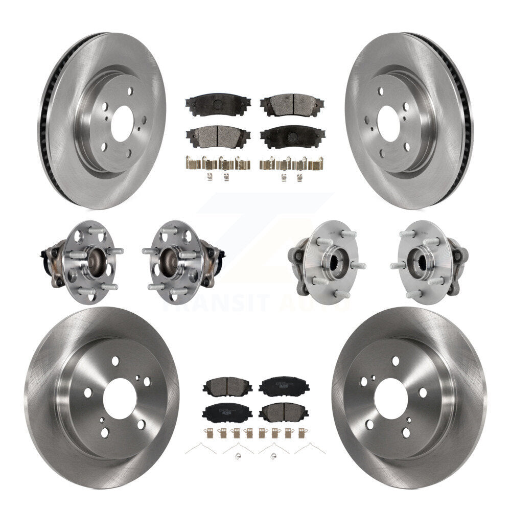Front Rear Hub Bearings Disc Brake Rotors And Ceramic Pads Kit (10Pc) For Toyota C-HR KBB-131214