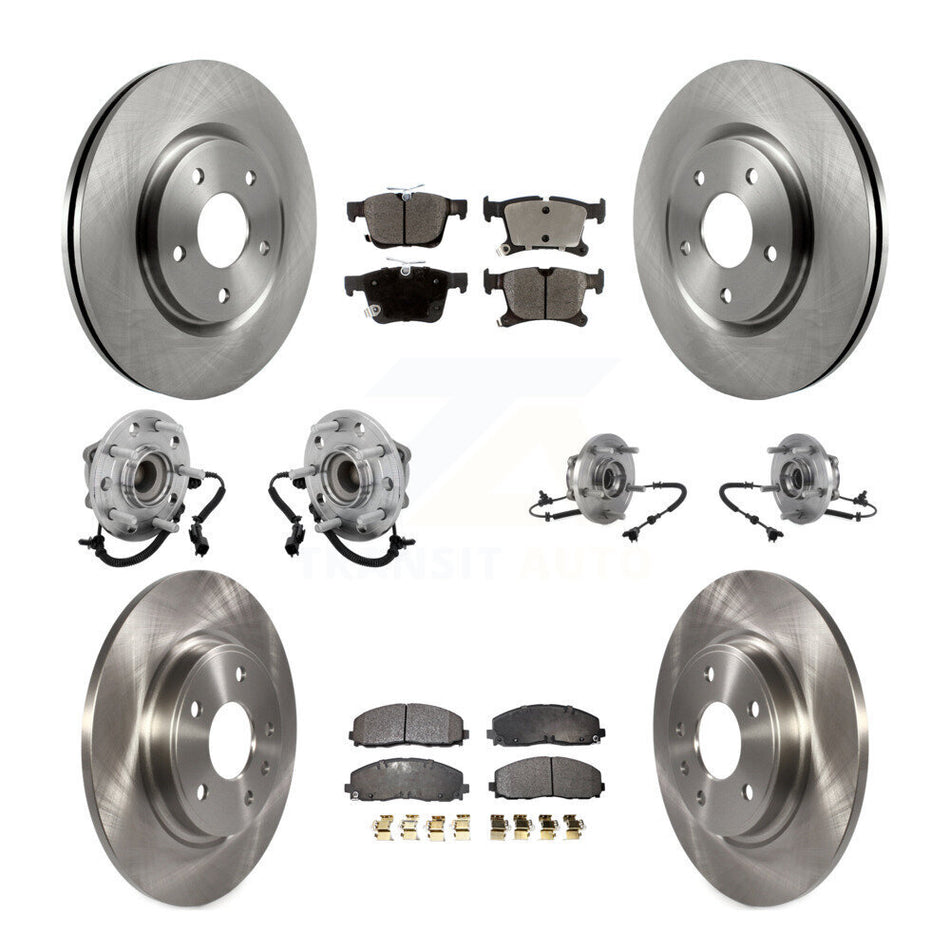 Front Rear Hub Bearing Disc Brake Rotor And Pads Kit (10Pc) For Chrysler Pacifica Voyager KBB-131216