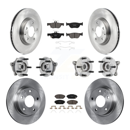 Front Rear Hub Bearings Disc Brake Rotors And Pads Kit (10Pc) For 2021-2022 Mazda 3 AWD KBB-131219