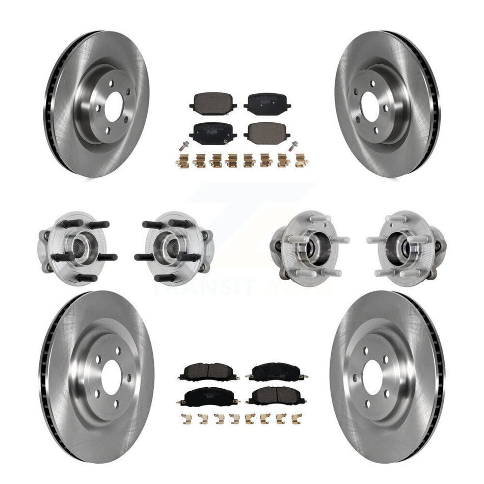 Front Rear Hub Bearing Disc Brake Rotor Pads Kit (10Pc) For 2020-2022 Lincoln Aviator AWD KBB-131221