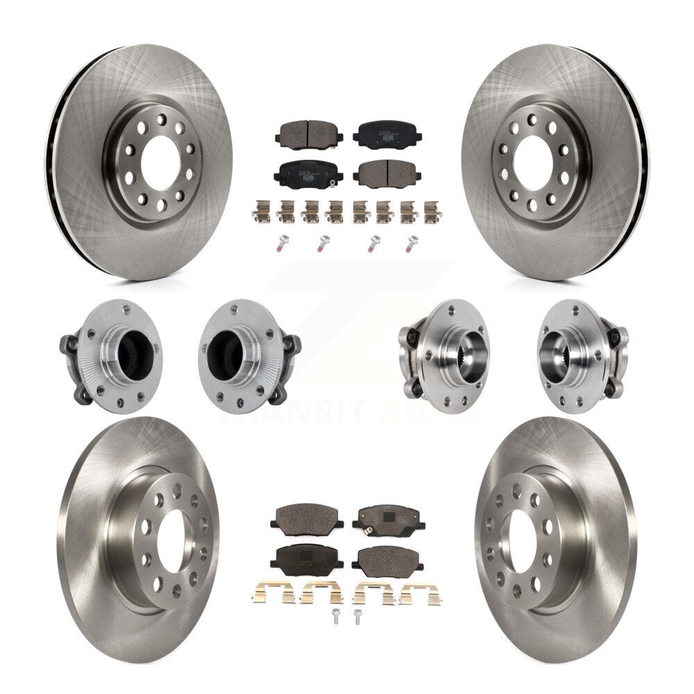 Front Rear Hub Bearing Disc Brake Rotor & Pads Kit (10Pc) For Jeep Renegade Fiat 500X FWD KBB-131222