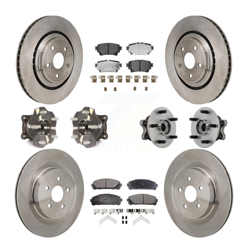 Front Rear Hub Bearing Brake Rotor And Pad Kit (10Pc) For 2020-2022 Toyota Highlander AWD KBB-131228