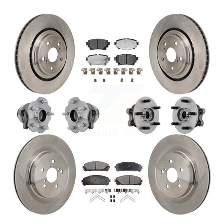 Front Rear Hub Bearing Brake Rotor And Pad Kit (10Pc) For 2020-2022 Toyota Highlander FWD KBB-131229