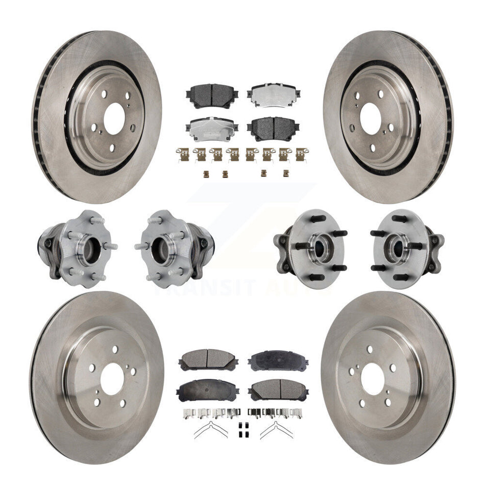 Front Rear Hub Bearing Brake Rotor And Pad Kit (10Pc) For 2020-2022 Toyota Highlander FWD KBB-131229