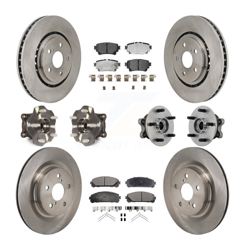Front Rear Hub Bearing Disc Brake Rotor & Pads Kit (10Pc) For 2021-2023 Toyota Sienna AWD KBB-131230