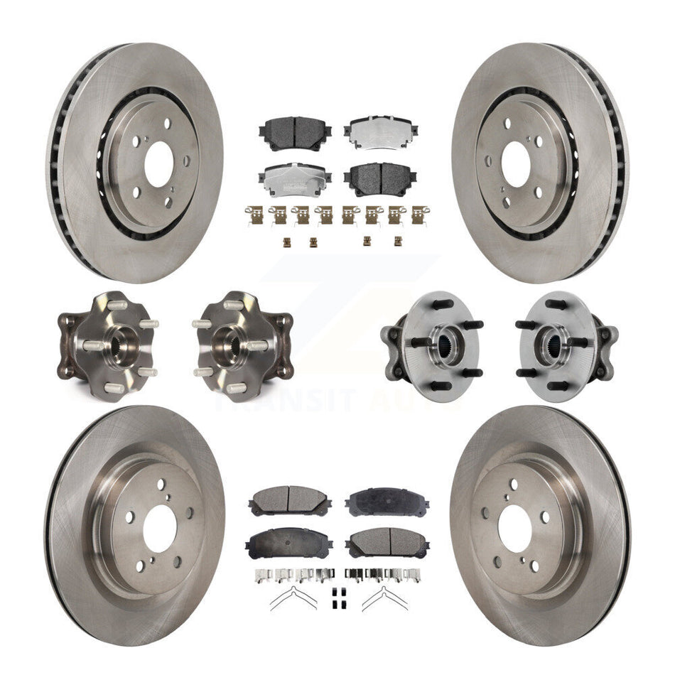 Front Rear Hub Bearing Disc Brake Rotor & Pads Kit (10Pc) For 2021-2023 Toyota Sienna AWD KBB-131230