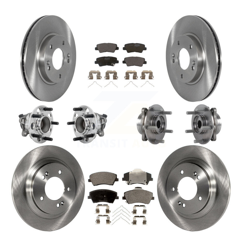 Front Rear Hub Bearings Disc Brake Rotors And Ceramic Pads Kit (10Pc) For Hyundai Ioniq KBB-131232
