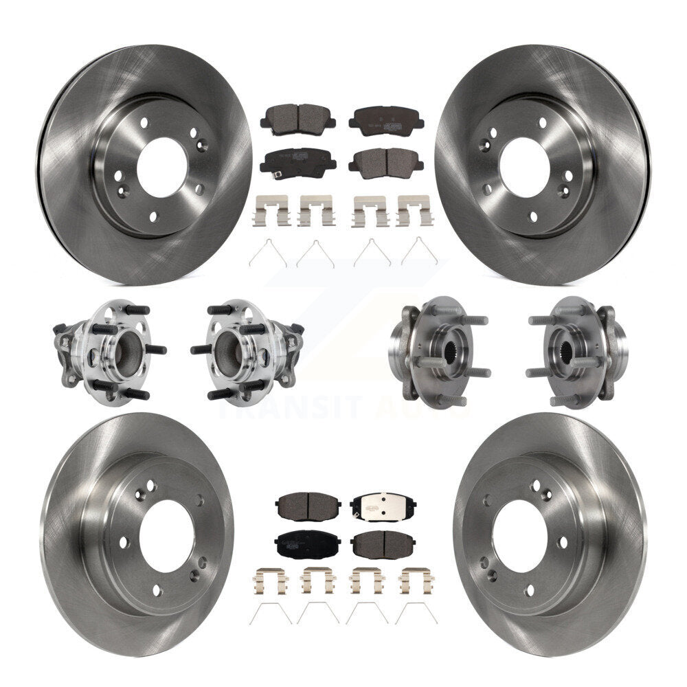 Front Rear Hub Bearing Disc Brake Rotor & Pad Kit (10Pc) For Kia Forte Hyundai Elantra GT KBB-131233
