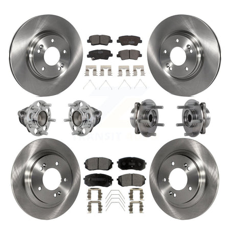 Front Rear Hub Bearing Disc Brake Rotor And Ceramic Pad Kit (10Pc) For Hyundai Elantra GT KBB-131235