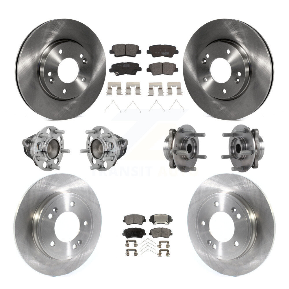 Front Rear Hub Bearing Disc Brake Rotors And Ceramic Pads Kit (10Pc) For Hyundai Veloster KBB-131236