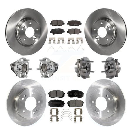 Front Rear Hub Bearing Disc Brake Rotor And Pad Kit (10Pc) For Kia Forte Hyundai Veloster KBB-131237