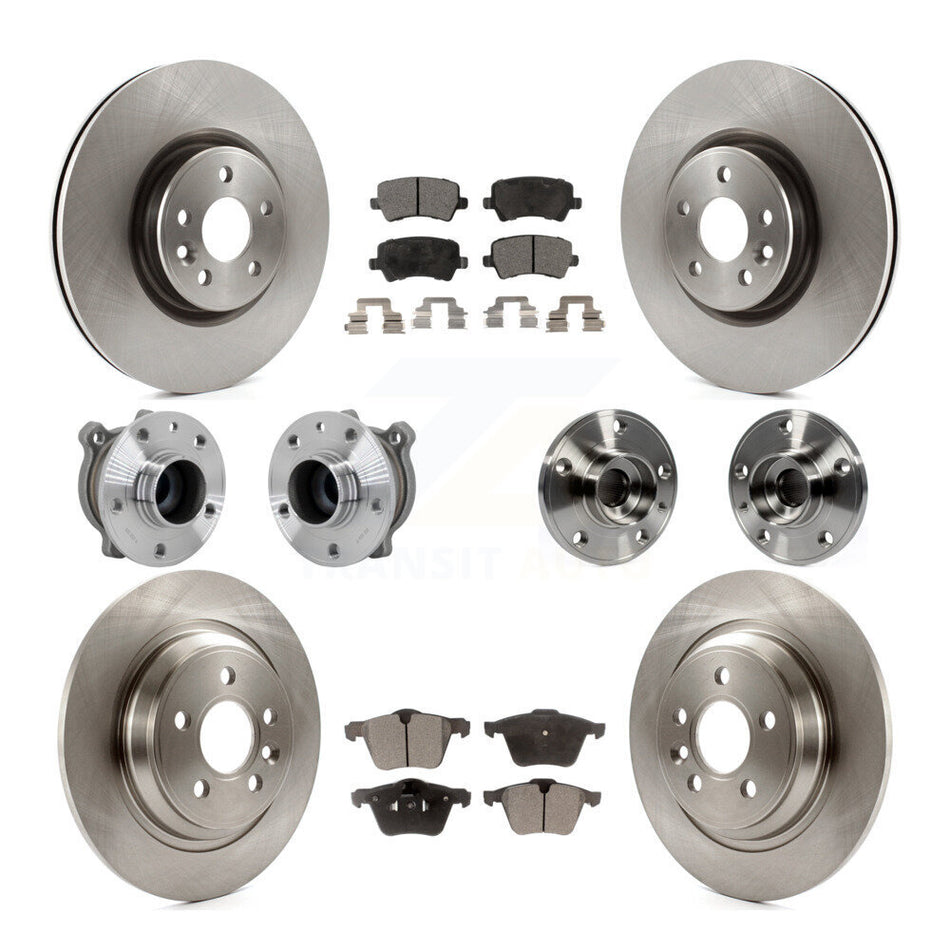 Front Rear Hub Bearings Disc Brake Rotors And Ceramic Pads Kit (10Pc) For Volvo S60 V70 KBB-131243