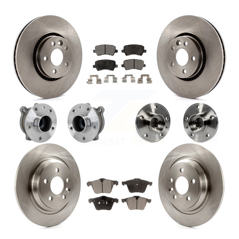 Front Rear Hub Bearings Disc Brake Rotors And Ceramic Pads Kit (10Pc) For Volvo S60 V70 KBB-131244