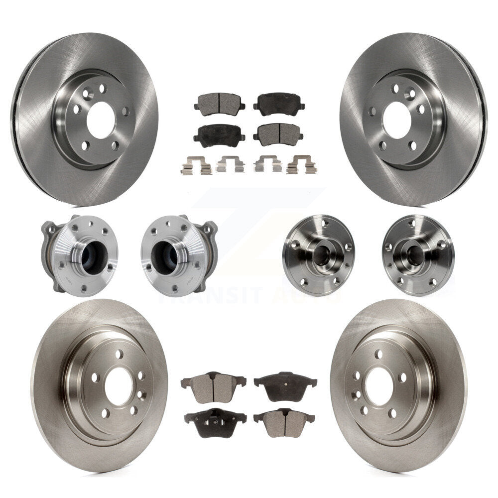 Front Rear Hub Bearing Assembly Disc Brake Rotor And Ceramic Pad Kit (10Pc) For Volvo V70 KBB-131245