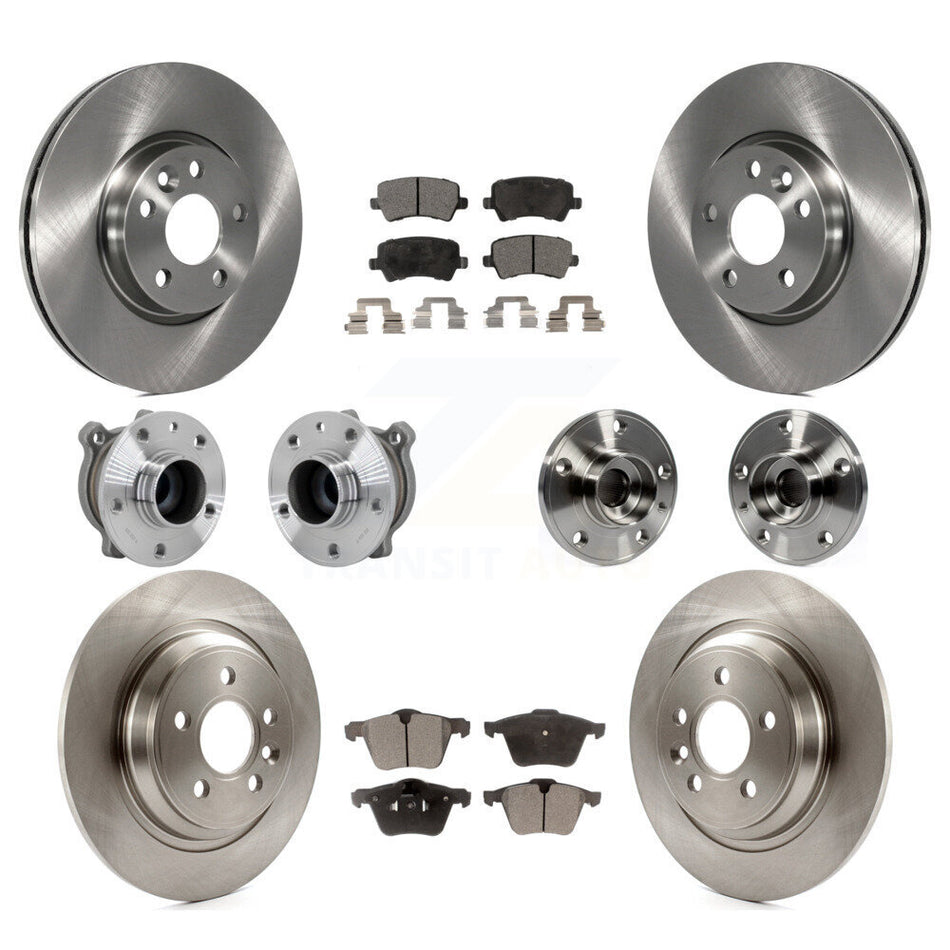 Front Rear Hub Bearing Assembly Disc Brake Rotor And Ceramic Pad Kit (10Pc) For Volvo V70 KBB-131245