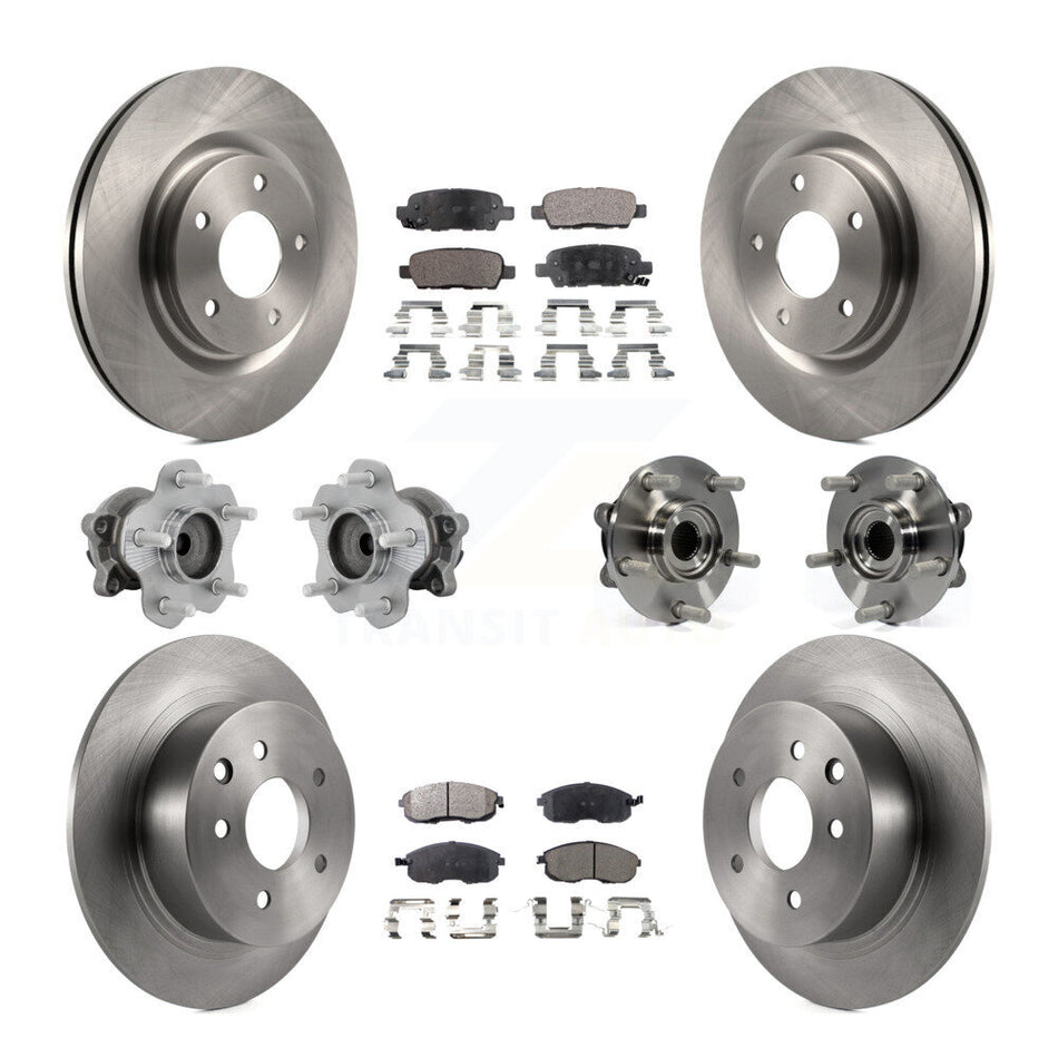 Front Rear Hub Bearings Disc Brake Rotors And Ceramic Pads Kit (10Pc) For Nissan Juke KBB-131246