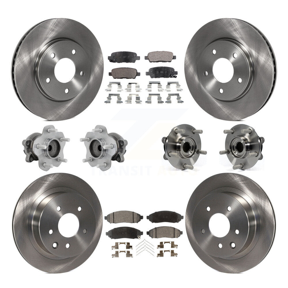 Front Rear Hub Bearings Disc Brake Rotors And Pads Kit (10Pc) For 2011-2012 Nissan LEAF KBB-131247