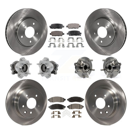 Front Rear Hub Bearings Disc Brake Rotors And Pads Kit (10Pc) For 2011-2012 Nissan LEAF KBB-131247