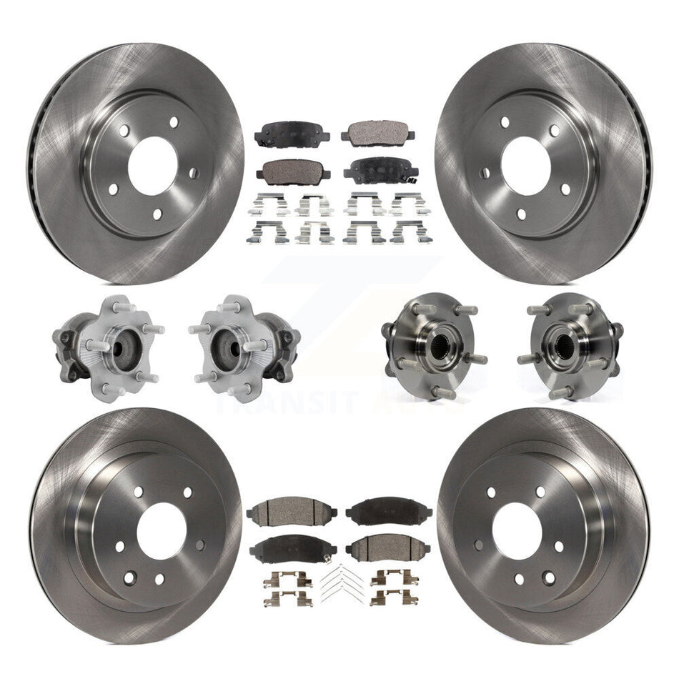 Front Rear Hub Bearings Disc Brake Rotors And Pads Kit (10Pc) For 2011-2012 Nissan LEAF KBB-131247
