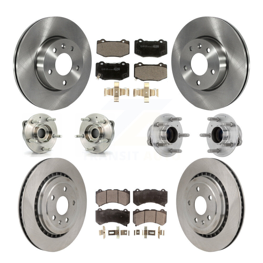 Front Rear Hub Bearing Disc Brake Rotor & Pad Kit (10Pc) For 2017 Cadillac ATS V with RWD KBB-131251