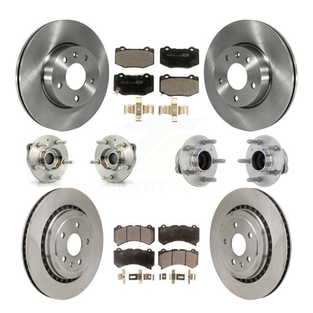 Front Rear Hub Bearing Disc Brake Rotor & Pad Kit (10Pc) For 2017 Cadillac ATS V with RWD KBB-131251