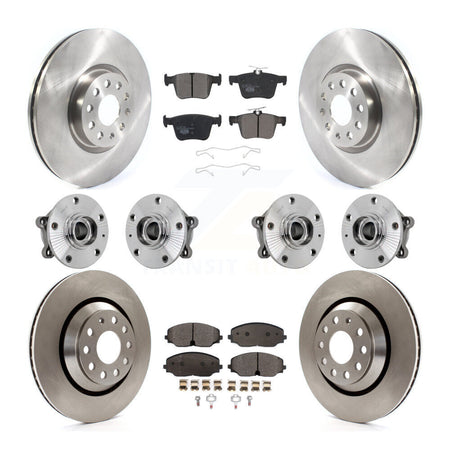 Front Rear Hub Bearing Brake Rotor & Pads Kit (10Pc) For Volkswagen Atlas Cross Sport AWD KBB-131260