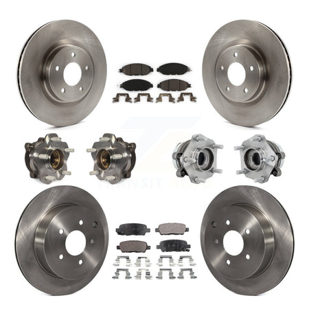 Front Rear Hub Bearing Disc Brake Rotor And Ceramic Pads Kit (10Pc) For Nissan Murano AWD KBB-131267