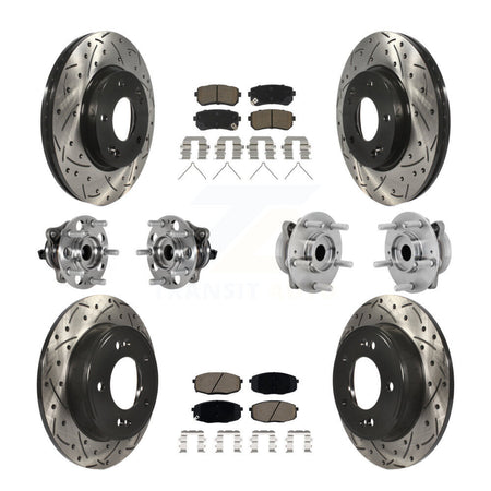 Front Rear Hub Bearings Coated Disc Brake Rotors And Pads Kit (10Pc) For Hyundai Kona KBB-131274