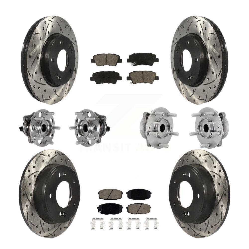 Front Rear Hub Bearing Coat Brake Rotor Pads Kit (10Pc) For 22 Hyundai Kona FWD with 2.0L KBB-131276