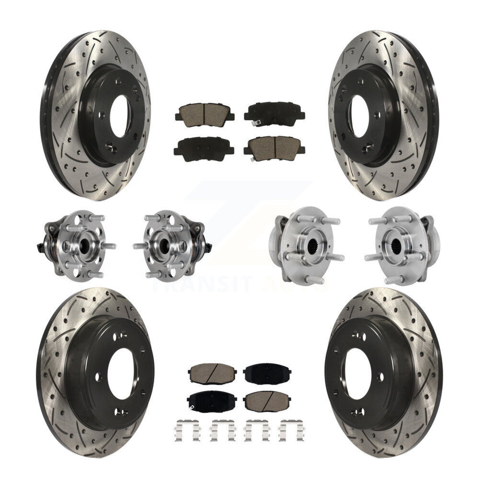 Front Rear Hub Bearing Coat Brake Rotor Pads Kit (10Pc) For 22 Hyundai Kona FWD with 2.0L KBB-131276