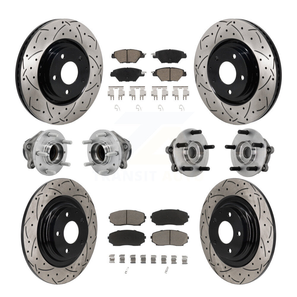 Front Rear Hub Bearing Coated Brake Rotor And Pad Kit (10Pc) For 2016-2021 Mazda CX-9 FWD KBB-131277