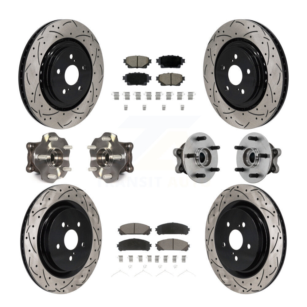 Front Rear Hub Bearing Coated Brake Rotor Pads Kit (10Pc) For 20-22 Toyota Highlander AWD KBB-131278