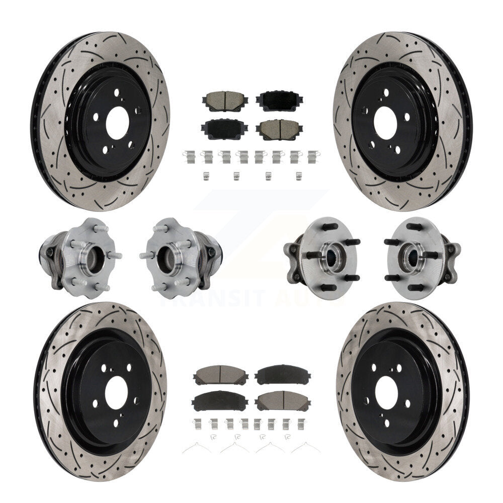 Front Rear Hub Bearing Coated Brake Rotor Pads Kit (10Pc) For 20-22 Toyota Highlander FWD KBB-131279