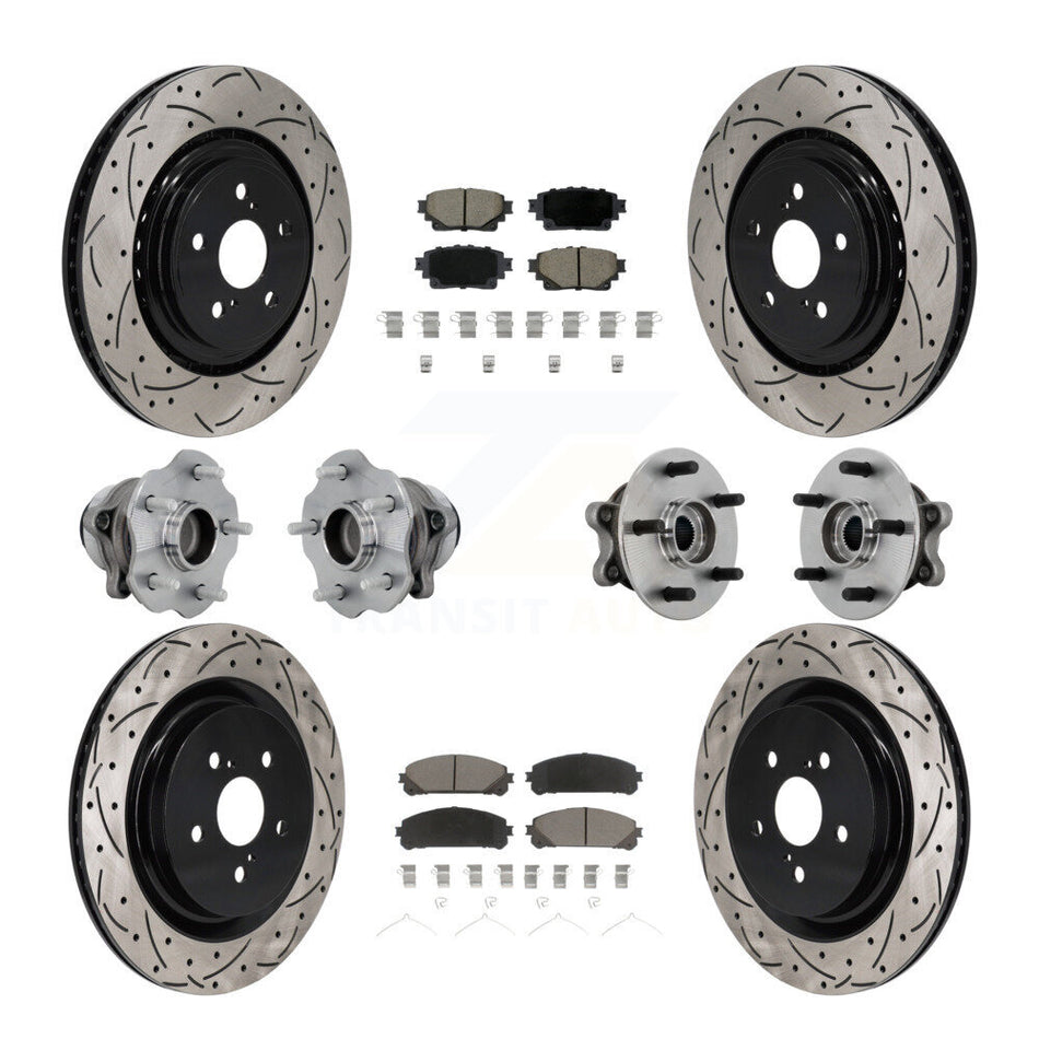 Front Rear Hub Bearing Coated Brake Rotor Pads Kit (10Pc) For 20-22 Toyota Highlander FWD KBB-131279