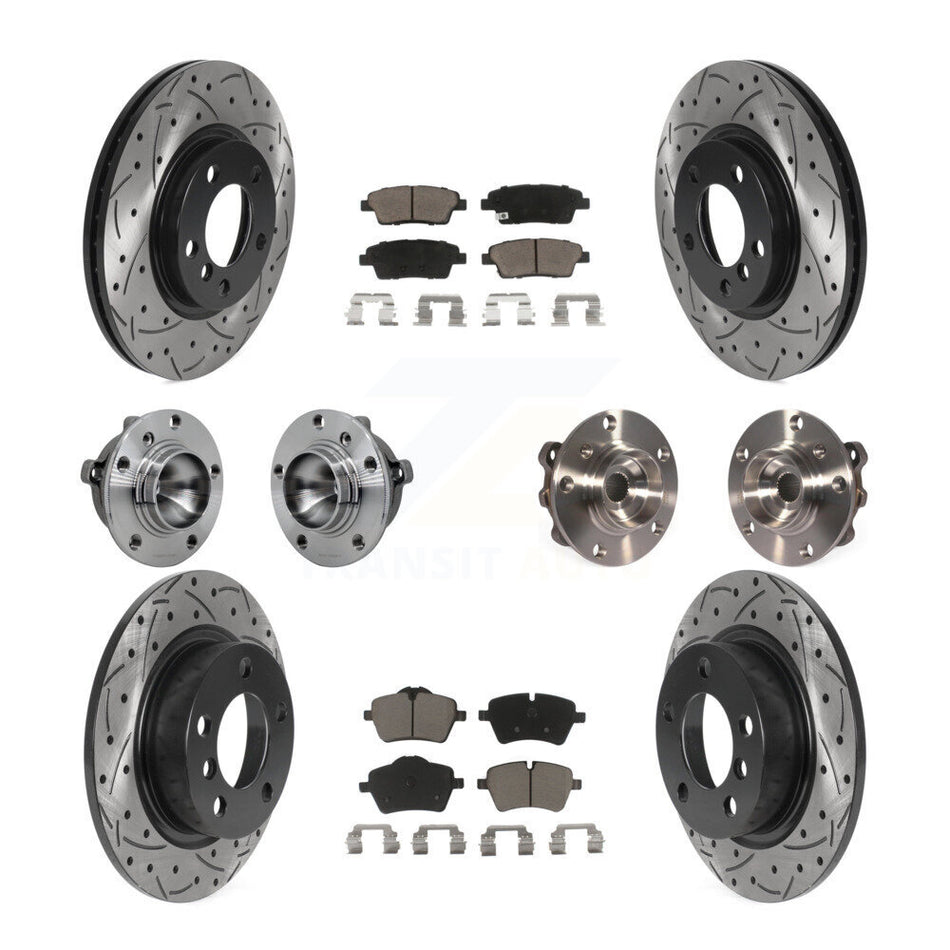 Front Rear Hub Bearing Coat Brake Rotor Pad Kit (10Pc) For Mini Cooper Paceman S with FWD KBB-131281