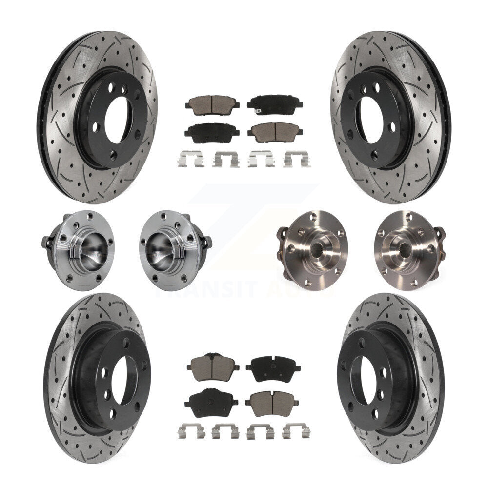 Front Rear Hub Bearing Coat Brake Rotor Pad Kit (10Pc) For Mini Cooper Countryman Paceman KBB-131282